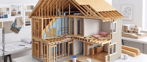 Discover the intricate details of home construction with this detailed cross-section model showcasing a house blueprint