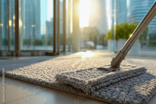 Wallpaper Mural Vacuuming a textured entry doormat by glass door with strong natural light indoors Torontodigital.ca