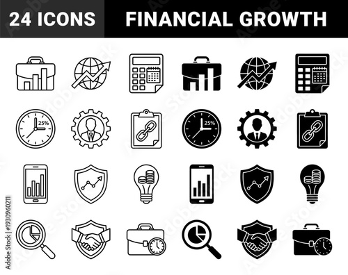Business Analytics and Financial Growth Concept Symbols Featuring Hybrid Designs with Integrated Data Charts Global Connectivity and Strategic Management Elements