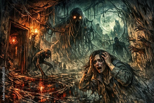 A vivid and detailed picture of a nightmarish scene