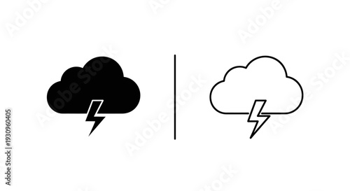 Weather icons: thunderstorm and lightning cloud symbols for design projects Vector