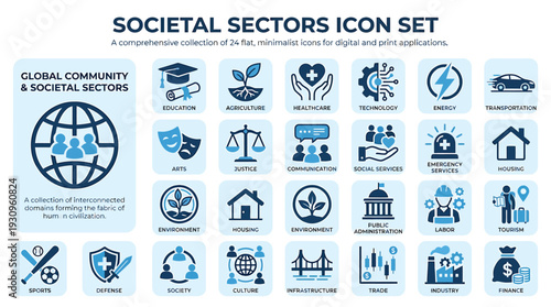 Societal Sectors Icon Set