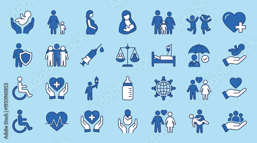 Diverse Healthcare and Family Icons