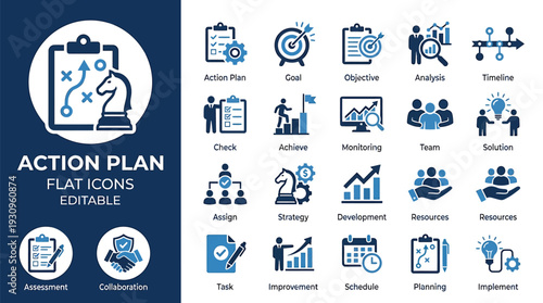Action Plan Icons for Business Strategy