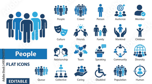 Diverse Group of People Icons Set