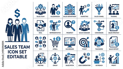 Sales Team Icon Set Editable