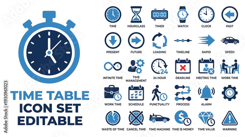 Time Table and Scheduling Icon Set – Editable