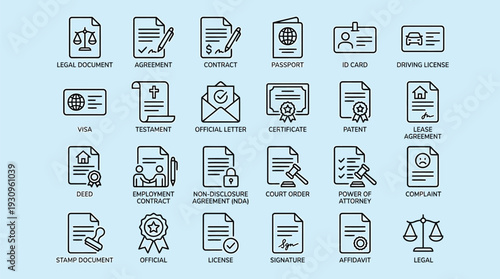 Legal Services and Law Line Icon Set
