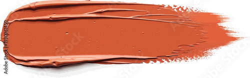 Earthy terracotta tone lipstick smudge creates a thick, textured brush.