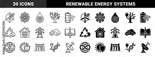 Sustainable energy hybrid symbols merging renewable power sources with technology featuring wind turbines solar cells and eco friendly infrastructure