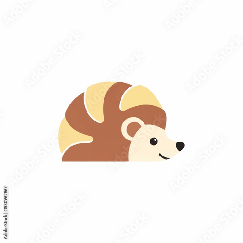 Cute Cartoon Hedgehog Illustration Simple Flat Design.