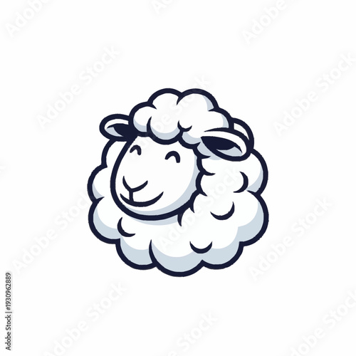 Cute cartoon sheep illustration with fluffy wool.