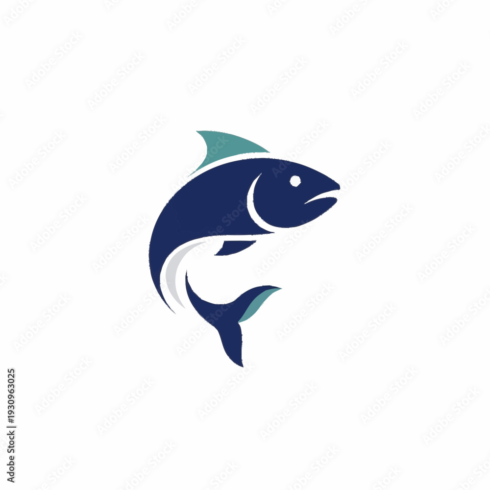 Fototapeta premium Stylized Blue Fish Logo Design Illustration.