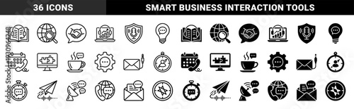 Communication and connectivity hybrid symbols merging traditional correspondence with digital technology using bold line and solid fills for modern branding