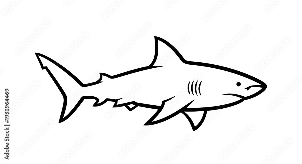 Fototapeta premium Simple cartoon shark illustration drawing.