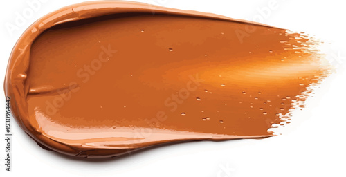 Rich brown foundation cream forms an expressive streak suggesting deep.