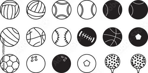 Collection of various sports balls illustrations