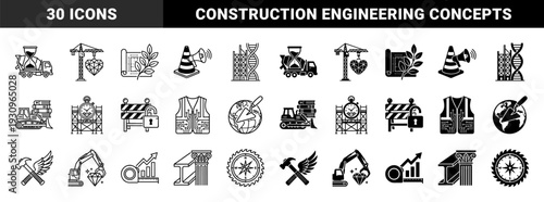 Construction and Engineering Hybrid Symbols Merging Industrial Tools with Abstract Concepts Like Time Growth and Organic Structures in Dual Style