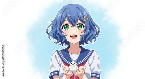 A beautiful blond fashion model with glamour makeup and red lips is smiling during a cute closeup of her eating cake and drinking tea in this vibrant vector illustration