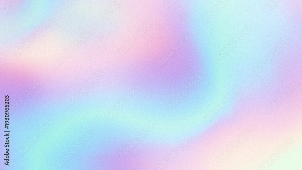 Obraz premium Pastel colored colorful holographic grainy blurred background. Abstract high resolution full frame multi-colored iridescent textured background with noise. Copy space.
