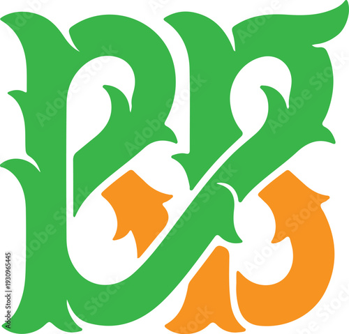 Green and orange decorative letter amp