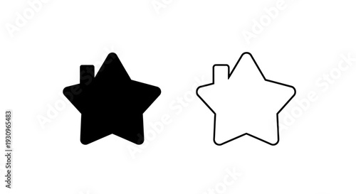 Black and white star icons with pointed tips and rounded edges Vector