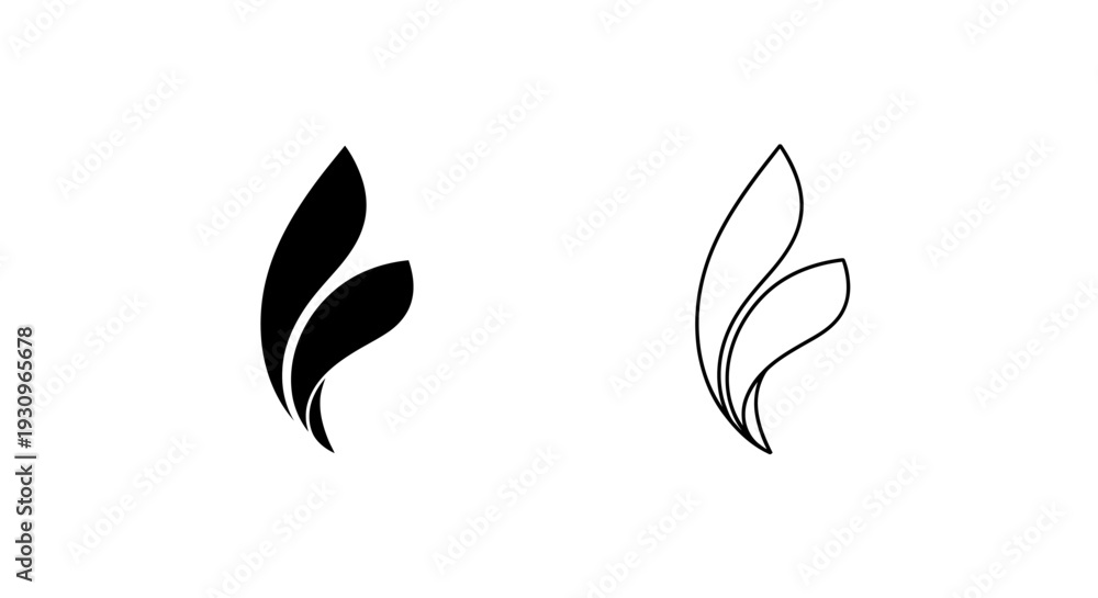 Fototapeta premium Minimalist leaf and flame design elements for modern branding and graphic design Vector