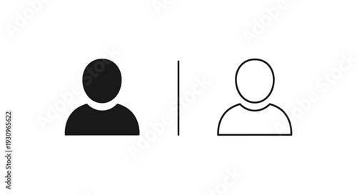 Black and white silhouette of a person with a divider line in the middle Vector