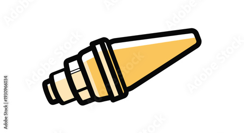 Stylized illustration of a cone shaped object with bold outlines silhouette