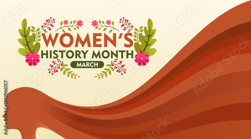 Women's History Month Celebration Banner. Observed every year in March. Suitable for banner, poster, flyer, greeting card for social media