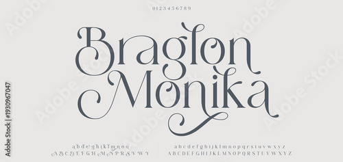 Braglon Monika Elegant alphabet letters font logo. Typography luxury classic lettering serif italic fonts decorative wedding vintage retro logos. vector illustration