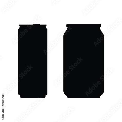 Slim and Standard Aluminum Beverage Cans Silhouette Set