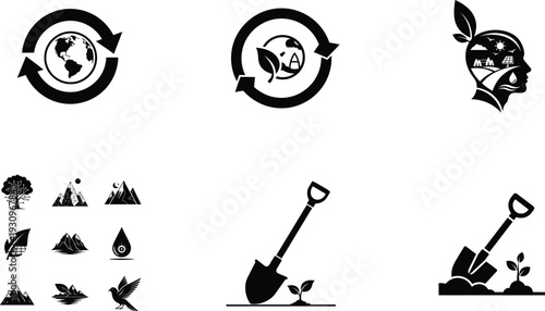 World environment day eco friendly sustainable living icons