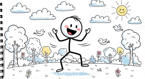  Stick Figure Adventure in a Playful Doodle World