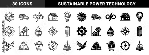 Sustainable energy hybrid symbols merging solar panels with electric car charging battery power and renewable wind turbine technology for green ecology