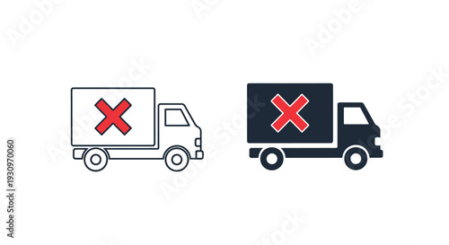 Free Download Delivery truck icons with red x marks line and filled silhouette - GFXLoad