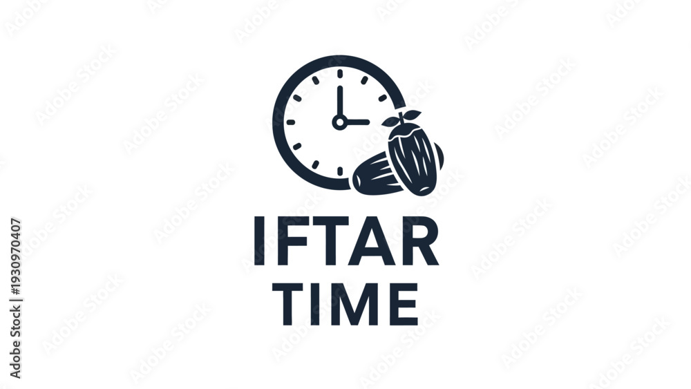 Fototapeta premium Breaking fast with clock and drum illustration during iftar time in a serene environment