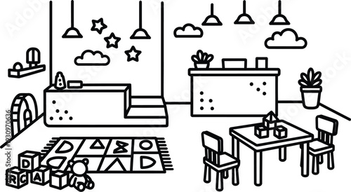 Pediatric clinic interior vector illustration with friendly atmosphere