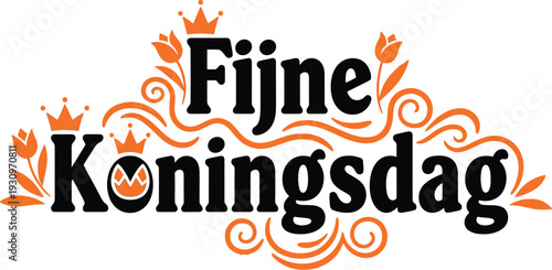 Handwritten greeting text with orange festive decorative elements