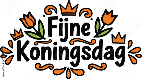 Handwritten greeting text with orange festive decorative elements