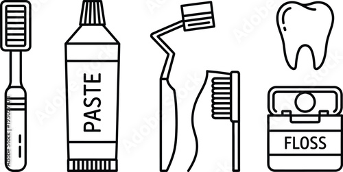 Child dental health education vector illustration set