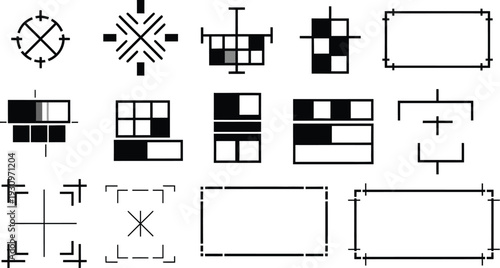 Printer marks and crop marks vector set for prepress
