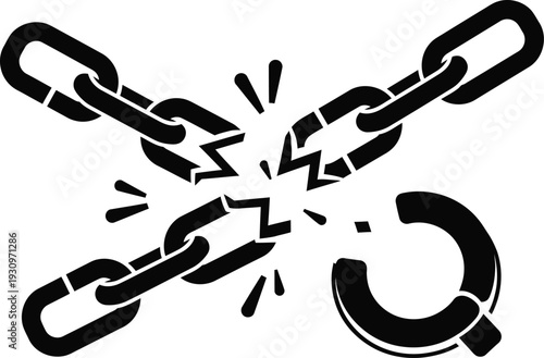 Broken chains symbol representing liberation and freedom concept