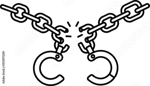 Broken chains symbol representing liberation and freedom concept