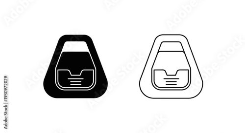 Black and white triangle icons with a square in the middle Vector