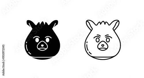 Cute animal faces - cartoon illustration of bear and pig Vector