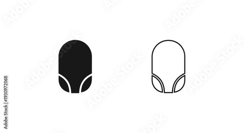 Minimalist alien head icon set, modern ufo symbol design, sci-fi character Vector