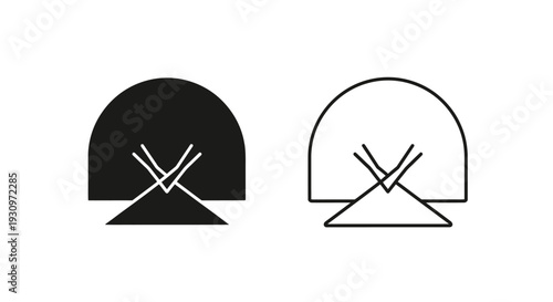 Minimalist tunnel entrance with crossed lines design concept Vector