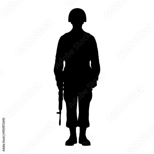 Silhouette of a Person Standing with a Long Weapon in Hand.