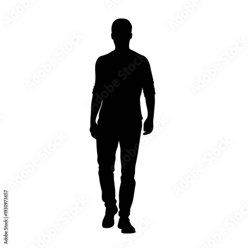 Confident man walking with purpose in modern silhouette